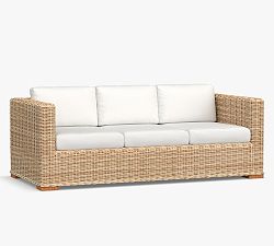 Open Box: Huntington All-Weather Wicker Square Arm Outdoor Sofa with Cushion - Natural