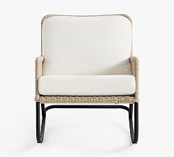 Open Box: Tulum All-Weather Wicker Outdoor Rocking Chair With Cushion, Individual - Natural with Black Finish