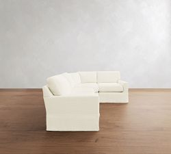 Buchanan Modern Square Arm Slipcovered 3-Piece Curved Wedge Sectional