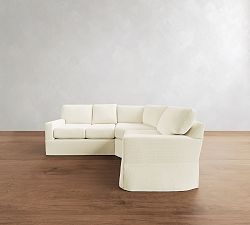 Buchanan Modern Square Arm Slipcovered 3-Piece Curved Wedge Sectional