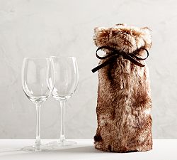 Caramel Faux Fur Wine Bag