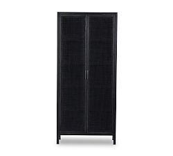 Open Box: Dolores Cane Tall Storage Cabinet - Black