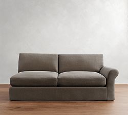Open Box: PB Comfort Modern Roll Arm Right Sofa Slipcover Only - Performance Everydayvelvet Carbon