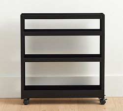 Open Box: Temple Street Metal Slim Rolling Cart (27"W x 6"D x 30"H) - Matte Black 