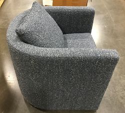 Open Box: Ayden Upholstered Barrel Arm Swivel Chair (32"), Individual - Luxe Boucle, Slate