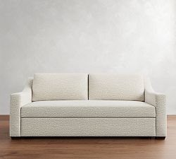 Open Box: York Slope Arm Upholstered Trundle Sleeper (87"), Polyester Wrapped Cushions - Performance Micro Boucle Ivory