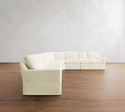 Buchanan Modern Square Arm Slipcovered 5-Piece Curved Wedge Sectional (162")