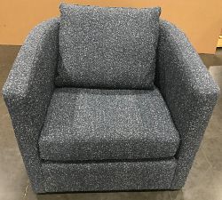 Open Box: Ayden Upholstered Barrel Arm Swivel Chair (32"), Individual - Luxe Boucle, Slate