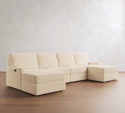 PB Comfort Square Arm Power Reclining Double Chaise Sectional (143"-171")