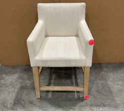 Open Box: Classic Upholstered Counter Stool (24") - Sunbrella Performance Herringbone Oatmeal, Seadrift