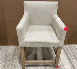 Open Box: Classic Upholstered Counter Stool (24") - Sunbrella Performance Herringbone Oatmeal, Seadrift