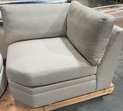 Open Box: Pearce Modern Square Arm Upholstered Wedge - Performance Textured Weave Sand, Espresso