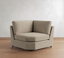 Open Box: Pearce Modern Square Arm Upholstered Wedge - Performance Textured Weave Sand, Espresso