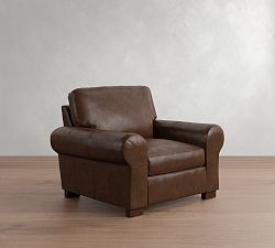Open Box: Turner Roll Arm Leather Small Armchair - Statesville Molasses