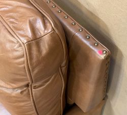 Open Box: Tyler Square Arm Leather Tall Manual Recliner with Nailheads (41") - Vintage Caramel, Seadrift