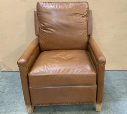Open Box: Tyler Square Arm Leather Tall Manual Recliner with Nailheads (41") - Vintage Caramel, Seadrift