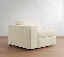 Open Box: Ultra Lounge Square Arm Left-Arm Recliner - Performance Heathered Basketweave Ivory, Brown