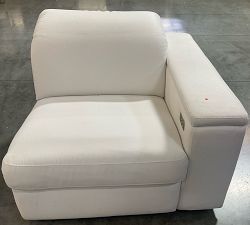 Open Box: Ultra Lounge Square Arm Right-Arm Recliner - Performance Heathered Basketweave Ivory, Brown