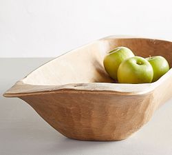 Open Box: Wooden Decorative Dough Bowl Tray - Natural