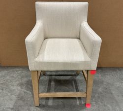 Open Box: Classic Upholstered Counter Stool (24") - Sunbrella Performance Herringbone Oatmeal, Seadrift