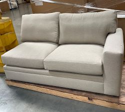 Open Box: Pearce Modern Square Arm Upholstered Right Loveseat - Performance Textured Weave Sand, Espresso
