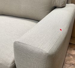 Open Box: Pearce Modern Square Arm Upholstered Right Loveseat - Performance Textured Weave Sand, Espresso