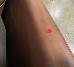 Open Box: Turner Petite Square Arm Leather Sofa 94" 3-Seat Cushion, Dark Walnut Finish, Down Blend Wrapped Cushions, Gravel Chocolate