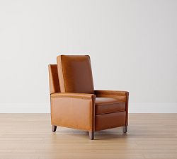 Open Box: Tyler Square Arm Manual Extra Tall Recliner with Nailheads (45") Legacy Dark Caramel, Espresso Legs