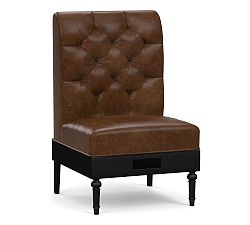 Open Box: Hayworth Leather Modular Single Seat Power Outlet Banquette (25") - Statesville Molasses, Ebony