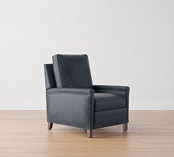Open Box: Tyler Square Arm Leather Tall Manual Recliner without Nailheads (41") - Statesville Indigo, Espresso