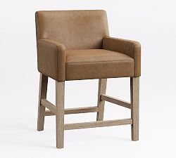 Open Box: Classic Leather Counter Height Stool (24") - Legacy Taupe, Seadrift Legs