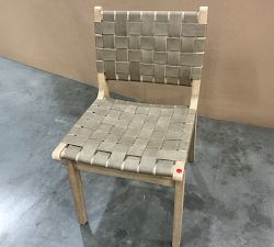 Open Box: Fenton Leather Dining Side Chair - Legacy Taupe, Seadrift Frame