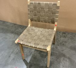 Open Box: Fenton Leather Dining Side Chair - Legacy Taupe, Seadrift Frame