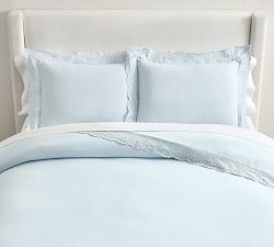 LoveShackFancy Belgian Flax Linen Duvet Cover with Lace Trim
