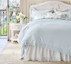 LoveShackFancy Belgian Flax Linen Duvet Cover with Lace Trim