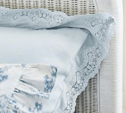 LoveShackFancy Belgian Flax Linen Sham with Lace Trim