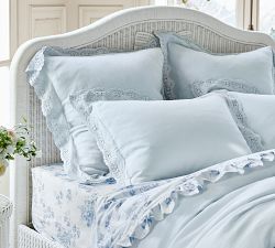 LoveShackFancy Belgian Flax Linen Sham with Lace Trim