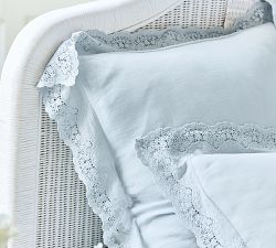 LoveShackFancy Belgian Flax Linen Sham with Lace Trim