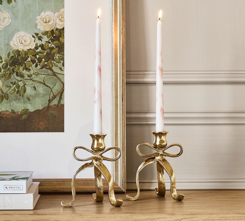 LoveShackFancy Figural Brass Ribbon Candle Holder