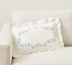 LoveShackFancy Floral Embroidered Lumbar Pillow Cover