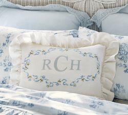 LoveShackFancy Floral Embroidered Lumbar Pillow Cover