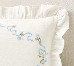 LoveShackFancy Floral Embroidered Lumbar Pillow Cover