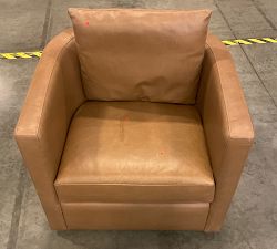 Open Box: Ayden Barrel Leather Swivel Armchair (32") - Churchfield Camel