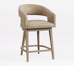 Open Box: Baldwin Leather Swivel Counter Stool (25") - Statesville Pebble, Seadrift