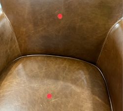 Open Box: Irving Roll Arm Leather Swivel Armchair with Nailheads (33") - Statesville Molasses