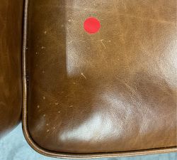 Open Box: Irving Roll Arm Leather Swivel Armchair with Nailheads (33") - Statesville Molasses