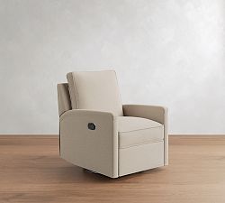 Open Box: Tyler Square Arm Swivel Glider Manual Recliner without Nailheads- Performance Textured Chenille Oatmeal
