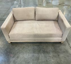 Open Box: Jake Leather Seadrift Wood Base Sofa (70"W, 40"D), Bench Cushion - Nubuck Sand