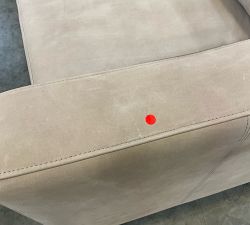 Open Box: Jake Leather Seadrift Wood Base Sofa (70"W, 40"D), Bench Cushion - Nubuck Sand