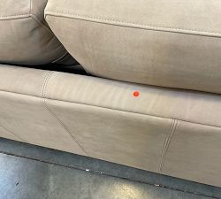 Open Box: Jake Leather Seadrift Wood Base Sofa (70"W, 40"D), Bench Cushion - Nubuck Sand